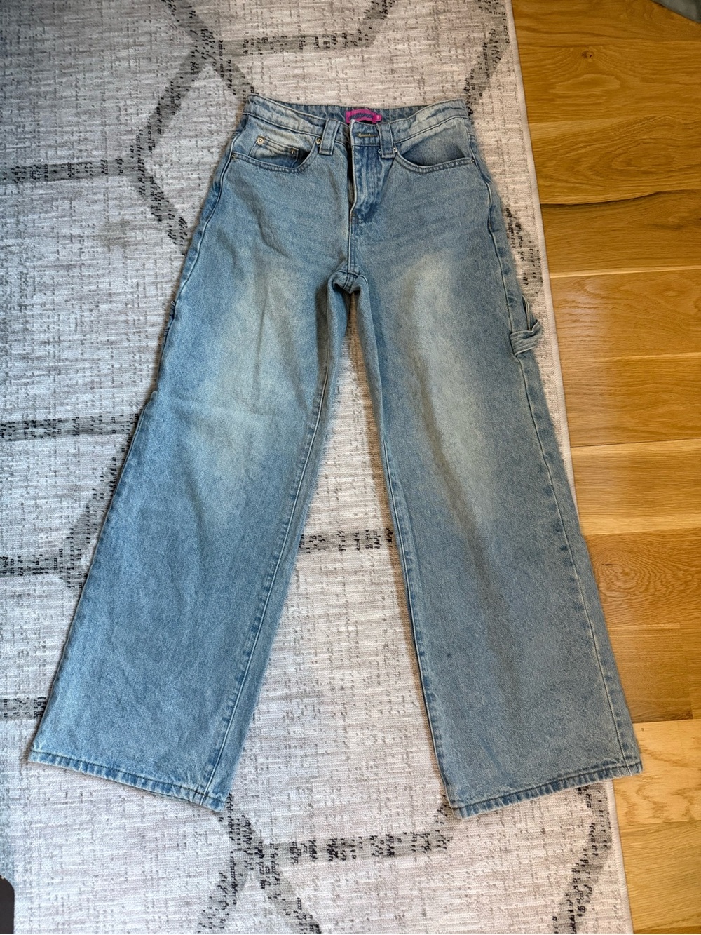Edikted Light Blue Wide Leg Jeans